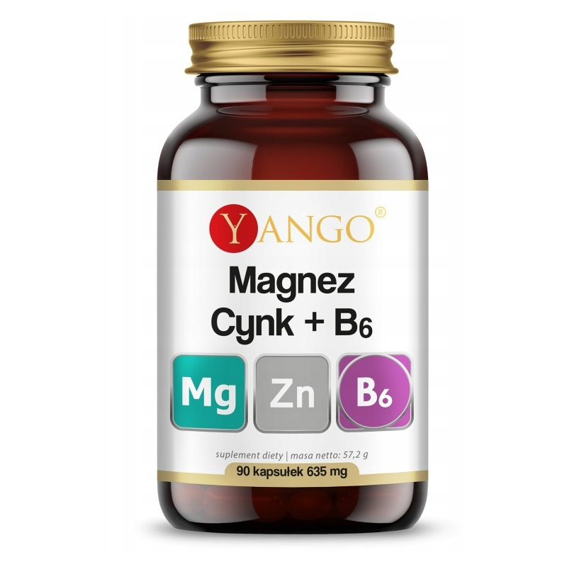 Yango MAGNEZ + CYNK + B6 635mg wsparcie mięśnie energia 90 kapsułek